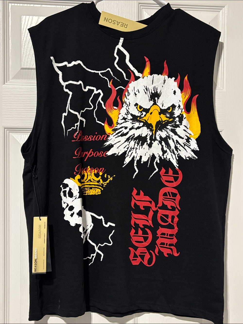 Brand New Men’s Teen Reason Black Tank with Fiery Eagle Graphic